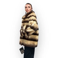 Real Mink FUR SIZE L jacket coat 1201094 genuine LUX FASHION NEW SALE Women