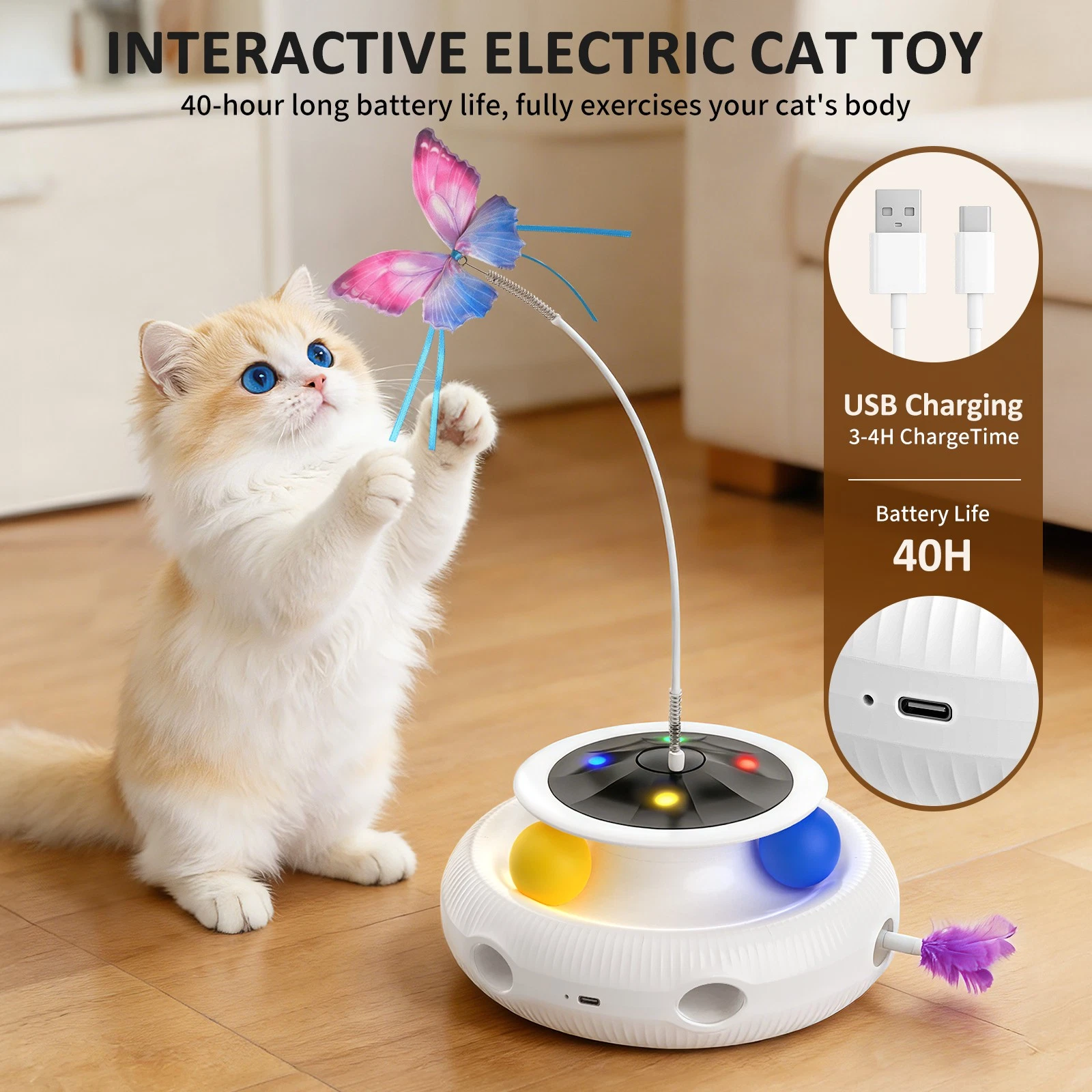 Cat Toy,3-in-1 Automatic Interactive Electronic Moving Ambush Feather,Track Ball
Opens in a new wind