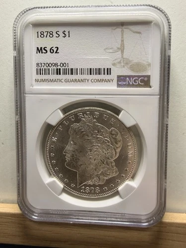 1878-S Morgan Silver Dollar NGC MS62 First Year S Mint