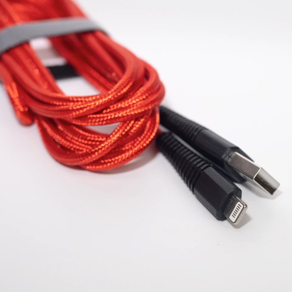 10Ft For iPhone 14 13 12 11/Pro Max iPad mini Fast Charger Cable Red Nylon Cord - Image 2 of 4