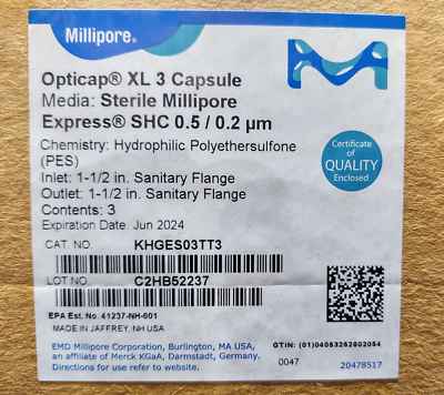 Millipore KHGES03TT3 Opticap Sterile XL 3 Capsule | eBay