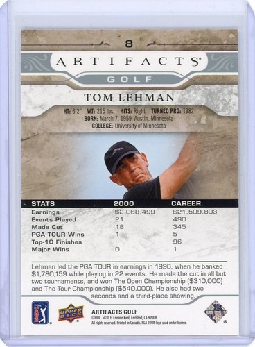 2021 UPPER DECK UD ARTIFACTS GOLF TOM LEHMAN #8 NM-MT TO MINT SET BREAK - Picture 2 of 2