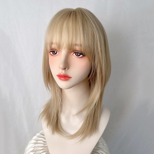 Hair Extension Synthetic Wig with Neat Bangs High Density Short Bob Wigs Women - Zdjęcie 9 z 10