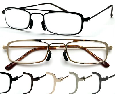 Metall Lesebrille +0,5~+4,0 leichtes dünnes Gestell Doppelsteg Unisex L387