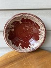 Vintage Dark Red Tan Drip Glaze Speckled Studio Art Pottery Bowl 9” Signed RF