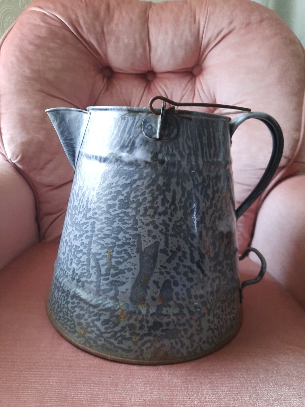 Antique Enamel Camp Cowboy Coffee Pot Boiler eBay