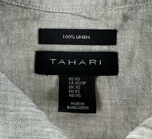 Tahari %100 Linen Midi Gray Women's XS Dress Beach Coastal Resort Vacation - Picture 2 of 22