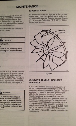 Toro Super Blower Vac Operators Manual Model 51575 51577 850 800 Instructions - Picture 2 of 5