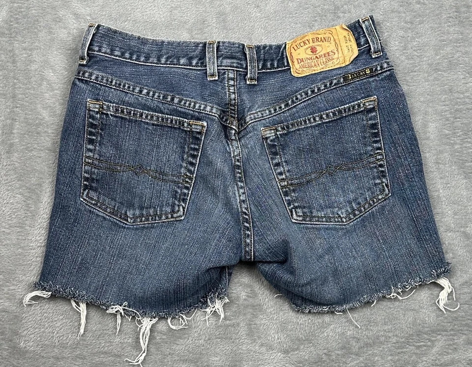 VTG Lucky Brand Gene Montesano Shorts Womens 4/27 Blue Denim Cutoff Distressed - Image 4 of 4