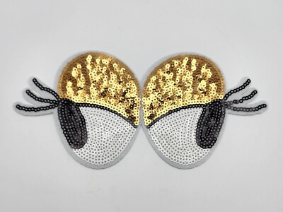 GLAMOUROUS EYES LASHES SEQUINED EMBROIDERED PATCH