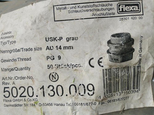 Flexa USK-P Sicherheitsverschraubung Verschraubung Pg9 14 mm Art.5020.130.009 - Bild 2 von 2