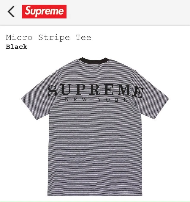 Supreme   Micro Stripe Big Logo New York   Blanc Noir   T shirt   Medium