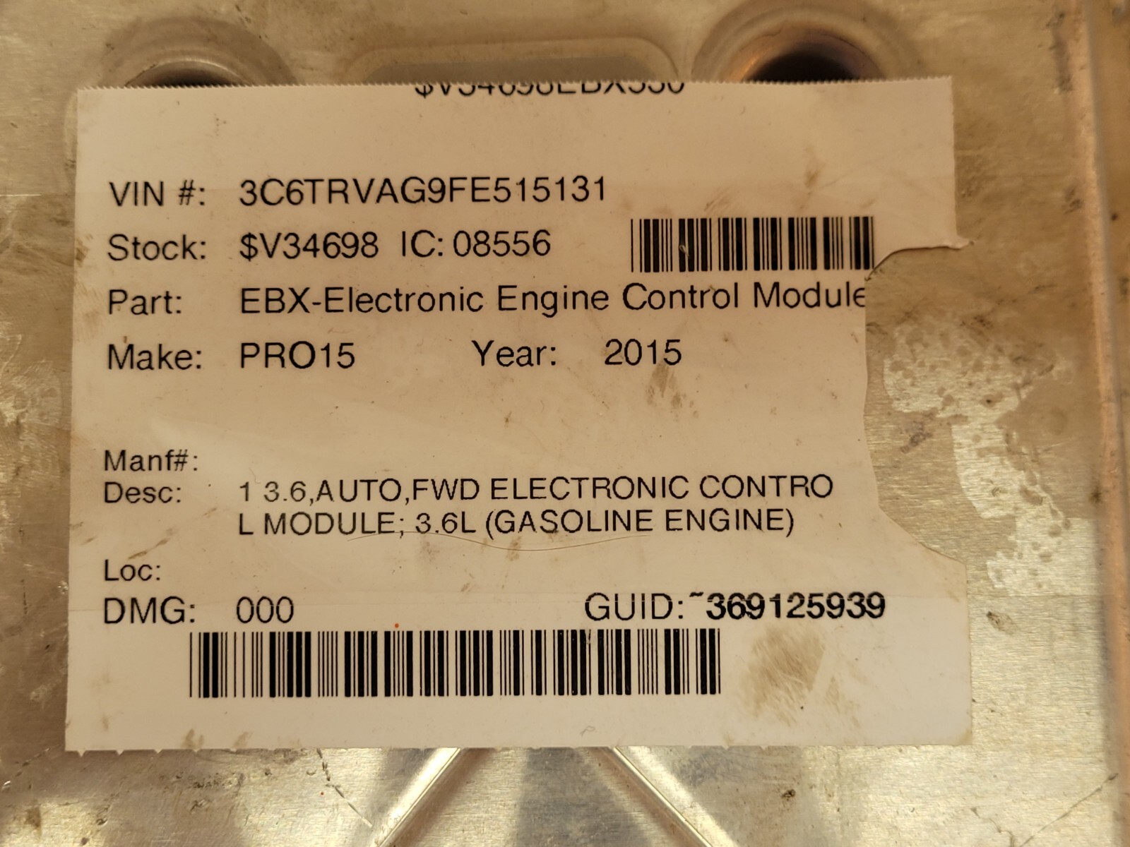 2015-2020 ProMaster 1500 2500 3500 Engine Control Module ECM 3.6L ...