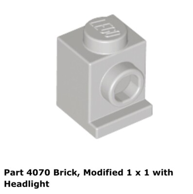 Lego 2x 4070 Light Gray Brick, Modified 1 x 1 with Headlight Space Classic