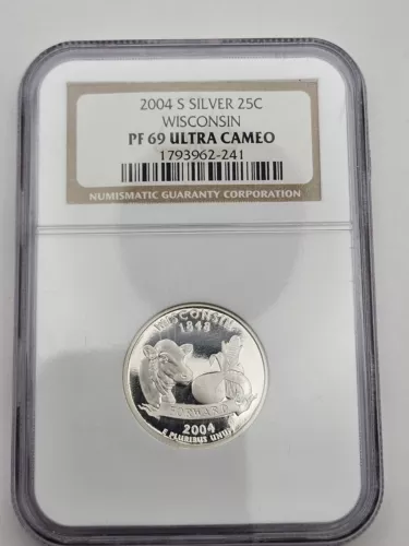 2004-S Wisconsin Silver Statehood Quarter NGC PF 69 ULTRA CAMEO