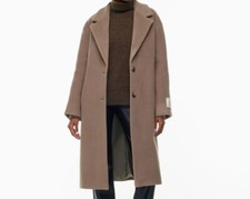 Aritizia Wilfred Dark Taupe Cashmere & Virgin Wool Coat