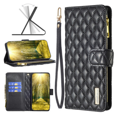 For Various Phone Zipper Leather Card Wallet Flip Case Stand Bag Cover Hot Strap