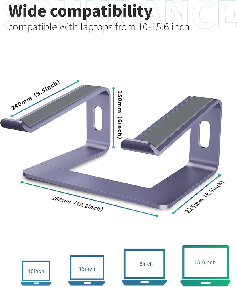 Ergonomic Aluminum Laptop Stand for Desk - Adjustable & Durable Riser