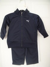 PUMA NWT Boy 2PC Set Tracksuit Warm Up Top Jacket Pants Navy White Polyester 12