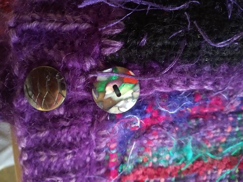 Women's Fuzzy Sweater M Hand Made Multicolor Art To Wear Cardigan - Picture 16 of 16
