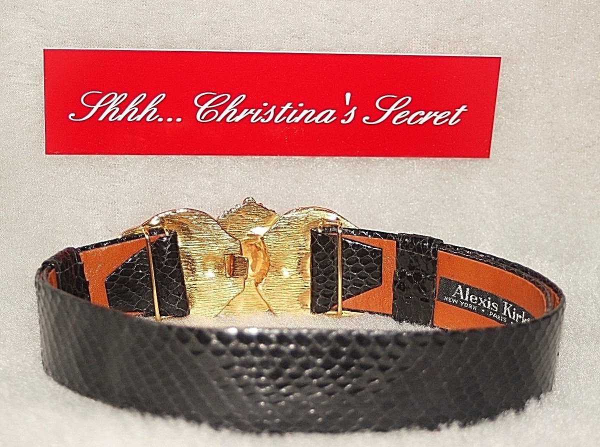 Alexis Kirk Snakeskin Elegant Black and Gold Textured Belt VINTAGE Vintage Alexis Kirk Gold & Silver Tone Statement Belt: Faux  main image 4