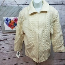 Branigan Weavers In Aran Natural Sweater Jacket - Large