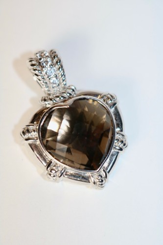 Colgante de fianza Judith Ripka de ley 925 con topacio circonita cúbica - diseño de corazón con corte cojín - 15 g - Imagen 2 de 6