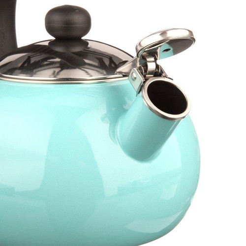 2.5 Qt Enamel Tea Kettle W/ Cool-Grip Handle Whistle Induction Compatible W/ Lid - Foto 5 di 6