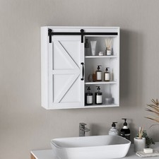 kleankin Farmhouse Bathroom Wall Cabinet, Medicine Cabinet, White