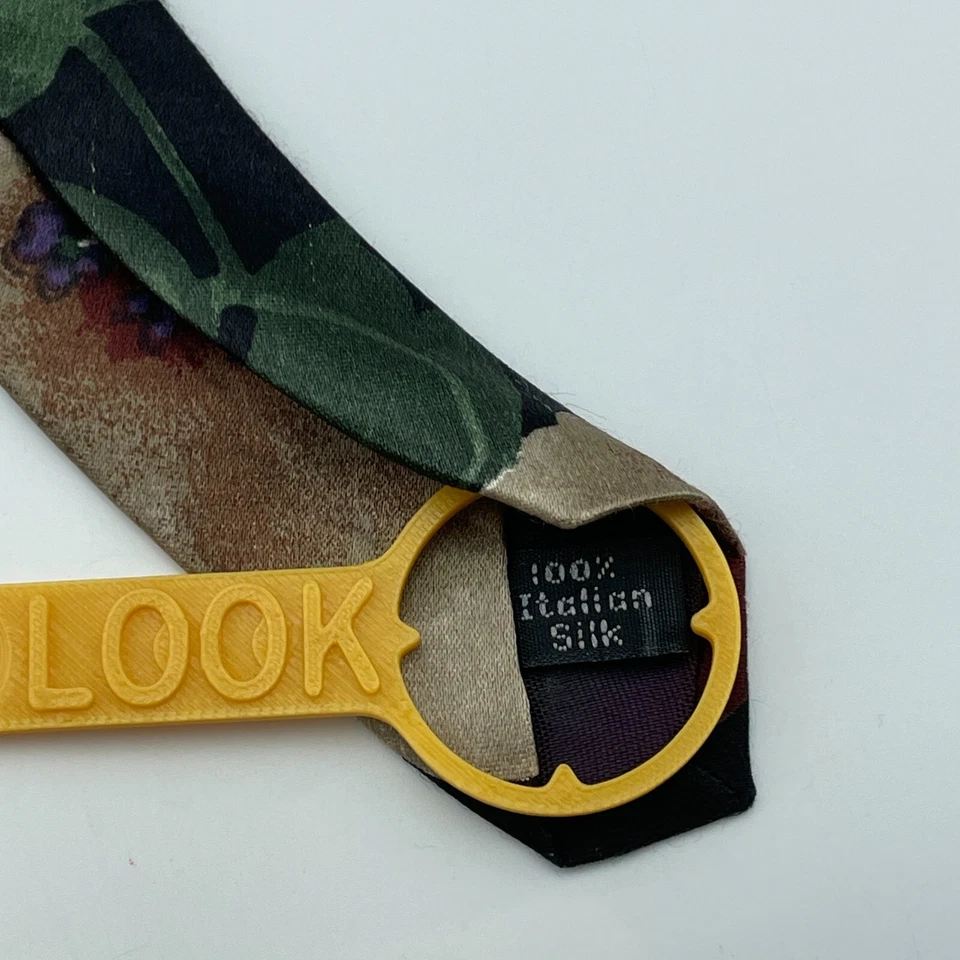 Corbata floral de seda italiana ZYLOS GEORGE MACHADO vintage para hombre 3,5"x57" hecha en EE. UU. Foto 4 de 4