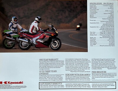 1991 Kawasaki ZX1100-C2 4-page fold-out brochure-literature 1991 Kawasaki ZX1100-C2 4-page fold-out brochure-literature