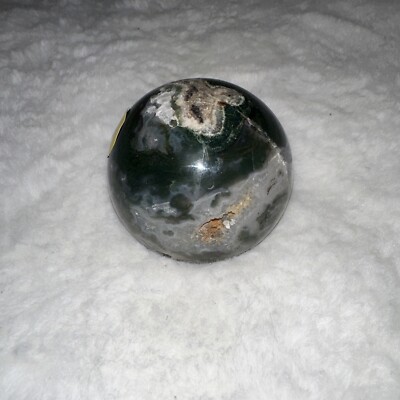 Moss Agate Druzy Quartz Crystal Meditation Sphere | 62mm | Green/White | 1 |