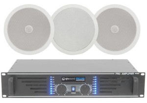 Stereo Amplifier 1 X Dual Coil Ceiling Subwoofer 2 Satellite