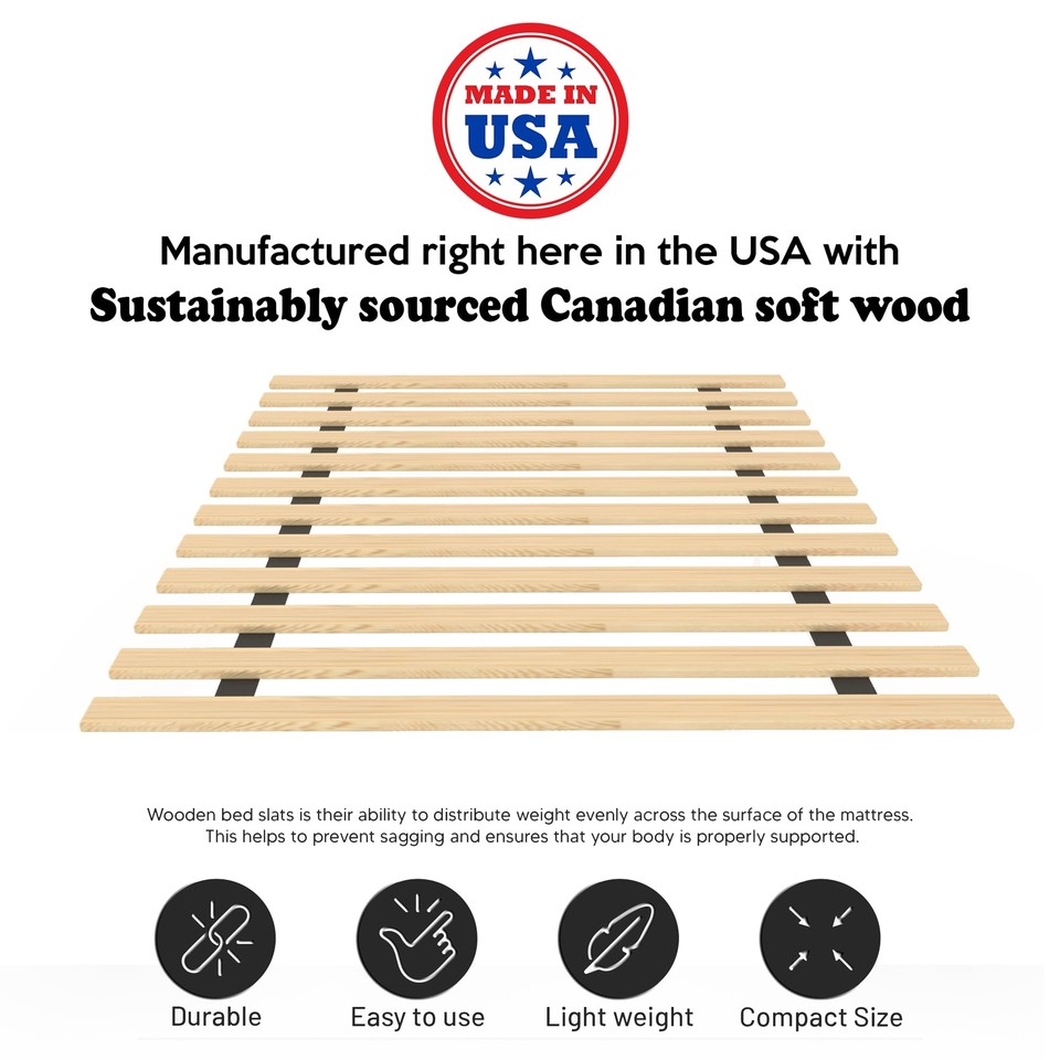 , 0.68Inch Heavy Duty Horizontal Wooden Bunkie Board/Bed Slats