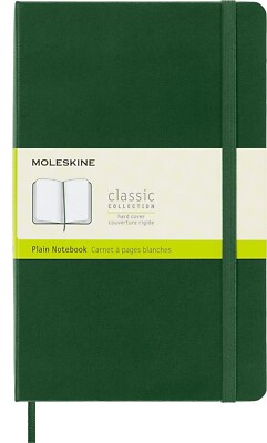 MOLESKINE NEW LARGE SIZE NOTEBOOK 240 PLAIN PAGES SEAL HARD COVER GREEN 21X13 CM