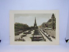 Old vintage / antique colour print - Edinburgh Princes St Scotland - 27 x 19 cm