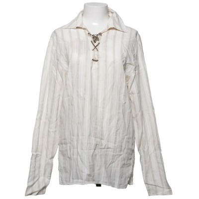 Instinct Blues Original, Bluse, Größe: M, Beige/Weiß, Streifen, Damen #nxF