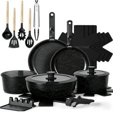 Umite Chef 21Pcs Pots and Pans Set Non Stick, Nonstick Cookware Large, Black