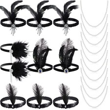 1920s Flapper Costume Headband Black Feather Headpiece Theme Party 20 PCS
