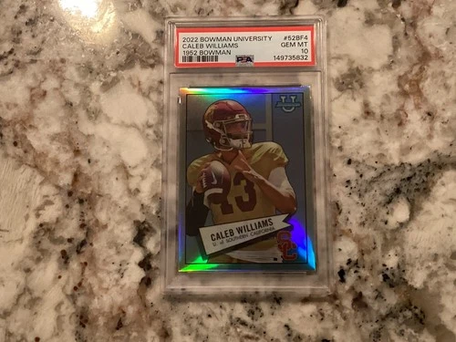 New ListingCaleb Williams PSA 10 GEM MINT 2022 Bowman University 1952 Bowman #52BF4 POP 119