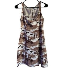 Reformation Cowboy Desert Print Mini Dress Brown Cream Sleeveless Size 0