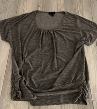 AB Studio Women’s Short Sleeve Scoop Neck Top Champagne Large