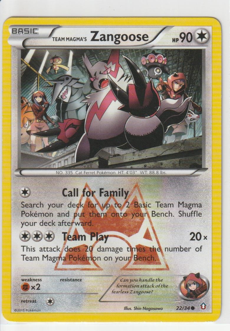 Team Magma's Zangoose 22/34 Double Crisis Pokemon Lightly Played
