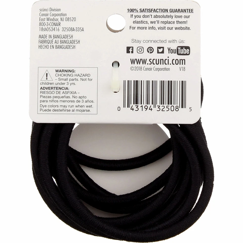 Paquete de 6 elásticos para cabello grueso sin daños Scunci, marrón, 10 quilates Foto 2 de 2