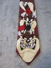 Vintage Warner Bros Studio Store Tie Mens One Size Taz Looney Tunes Cartoon 90s