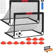 Kids Soccer Goals for Backyard Set - 2 of 4' x 3' Portable Soccer Goal Traini...