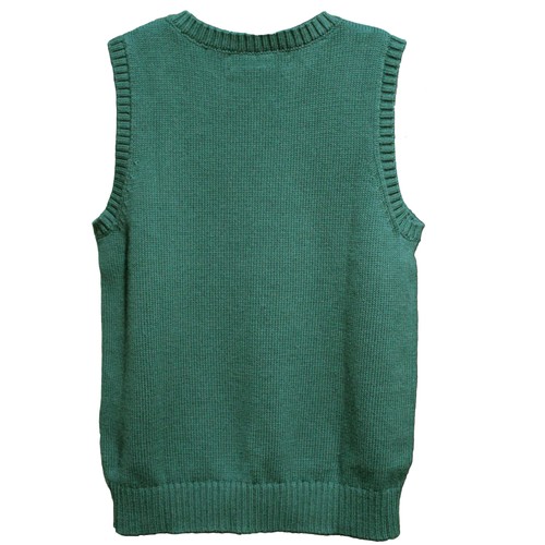 Lands End Little Girls Large (6X-7) Drifter V-Neck Sweater Vest, Evergreen - Picture 2 of 3