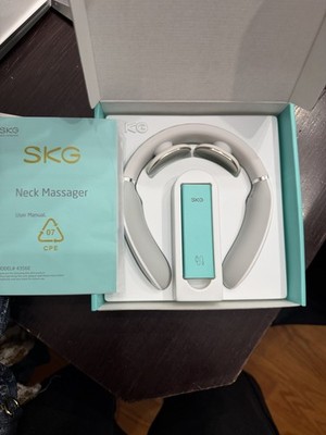SKG 4356E Neck Massager TENS Heated Rechargeable USB Battery White/Teal