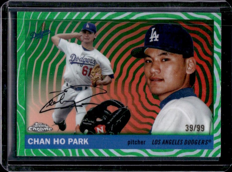2025 Topps Chrome Platinum Chan Ho Park Green Vibrations Refractor #/99 Dodgers