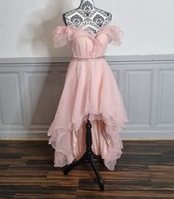 robe ceremonie courte et longue derrière épaules dénudées Rose Corail Taille 36